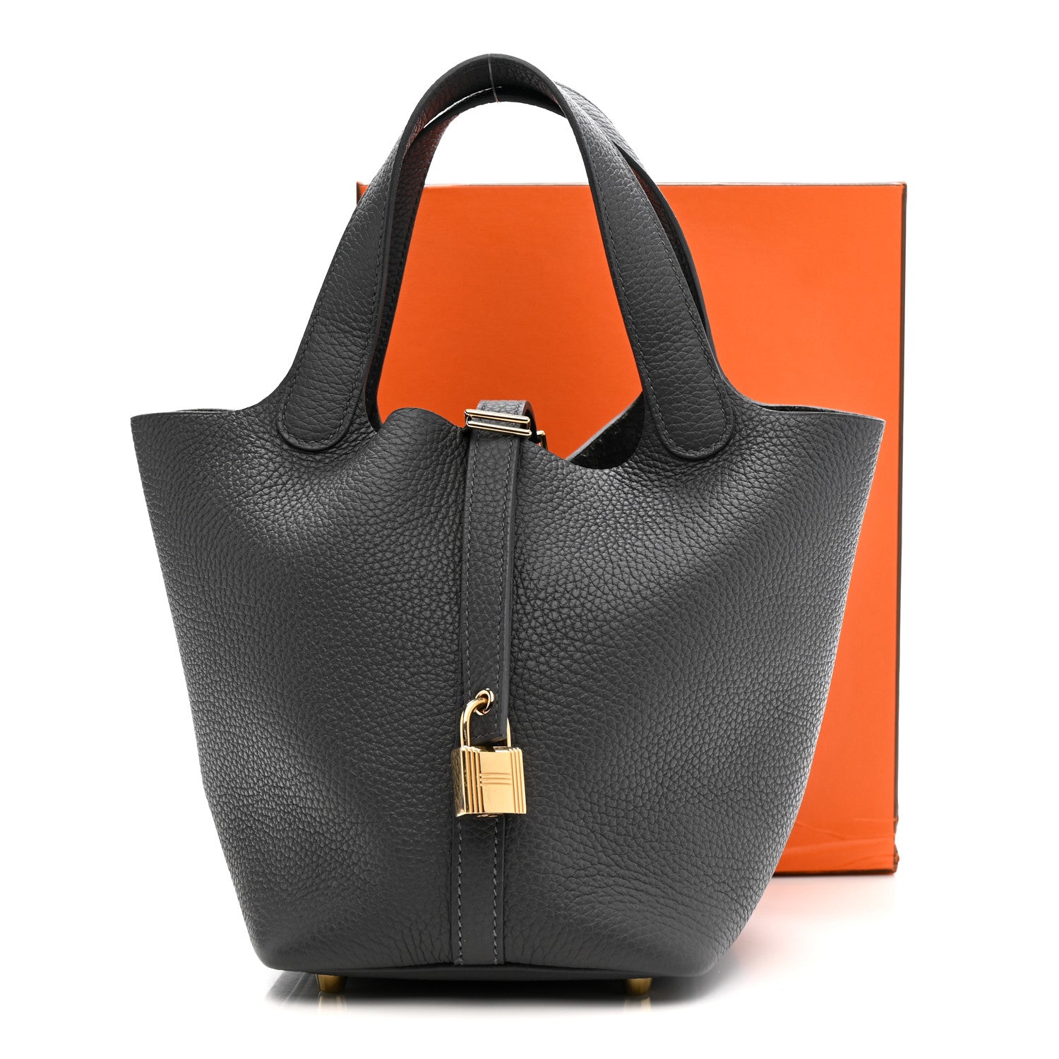 Hermes Taurillon Maurice Picotin Lock 18 PM Gris Misty 1820996