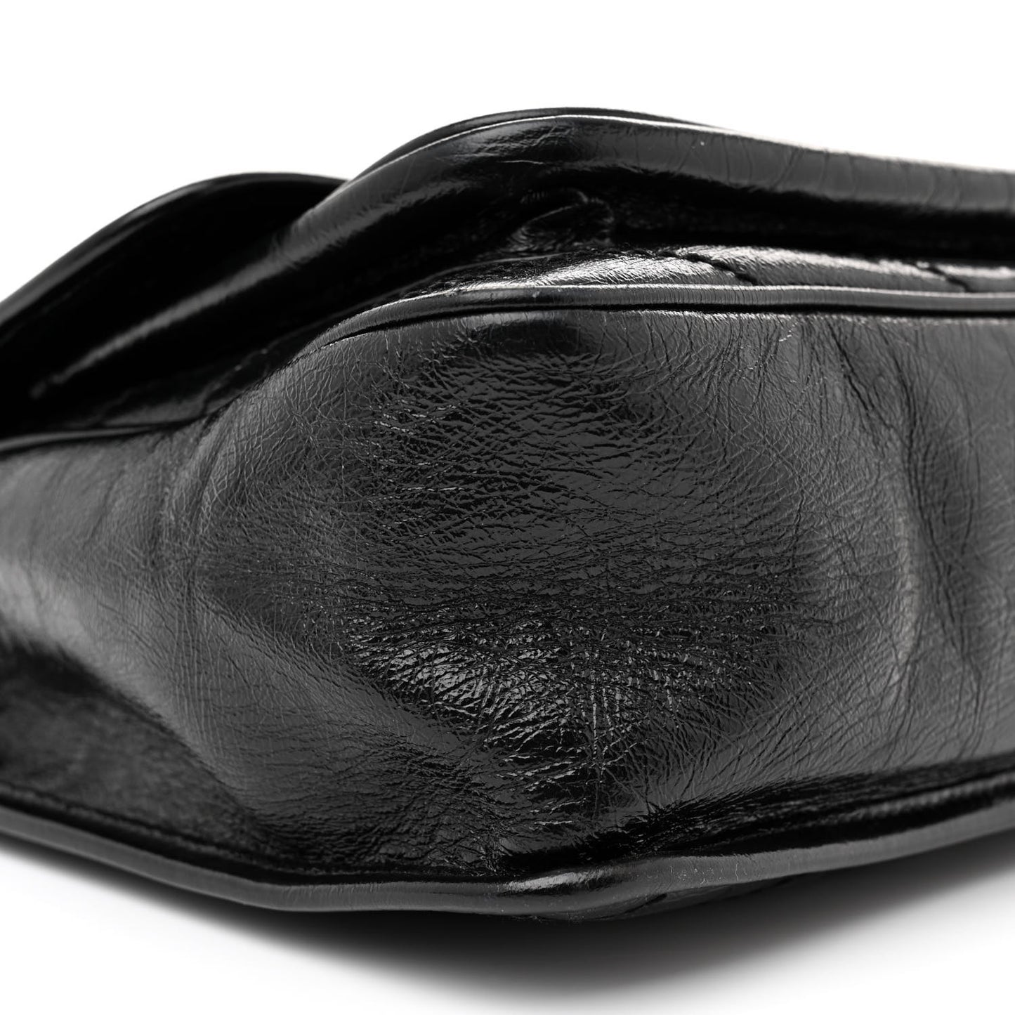 Crinkled Calfskin Matelasse Monogram Medium Niki Chain Satchel Black