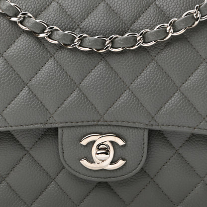 Chanel Caviar Quilted Medium Double Flap Grey 7 of 9