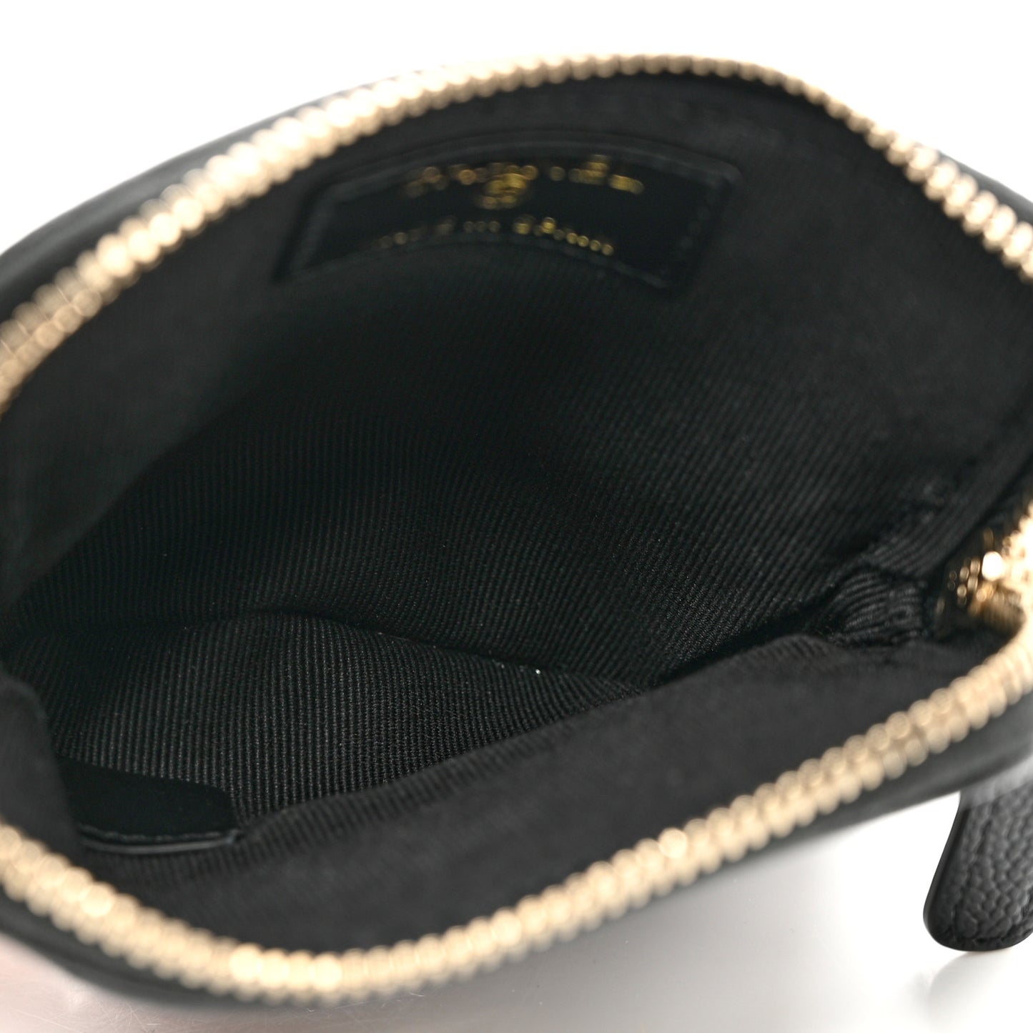 Caviar Quilted Crystal Zip Card Holder Wallet Black