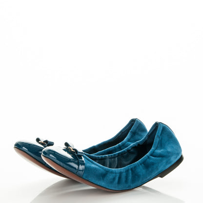 Louis Vuitton Patent Suede Elba Ballerina Flats 37.5 Blue 3 of 9
