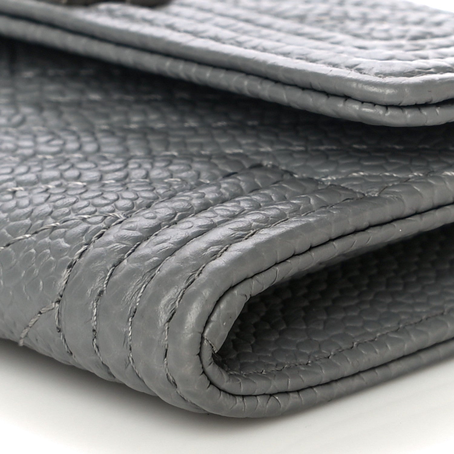 Chanel Caviar Chevron Quilted Boy Card Holder Grey 11 of 13