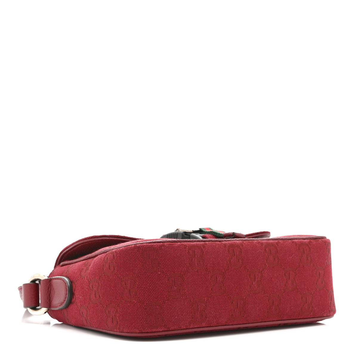 Gucci Monogram Textured Dollar Calfskin Web Mini Messenger Bag Rosso Ancora 4 of 10