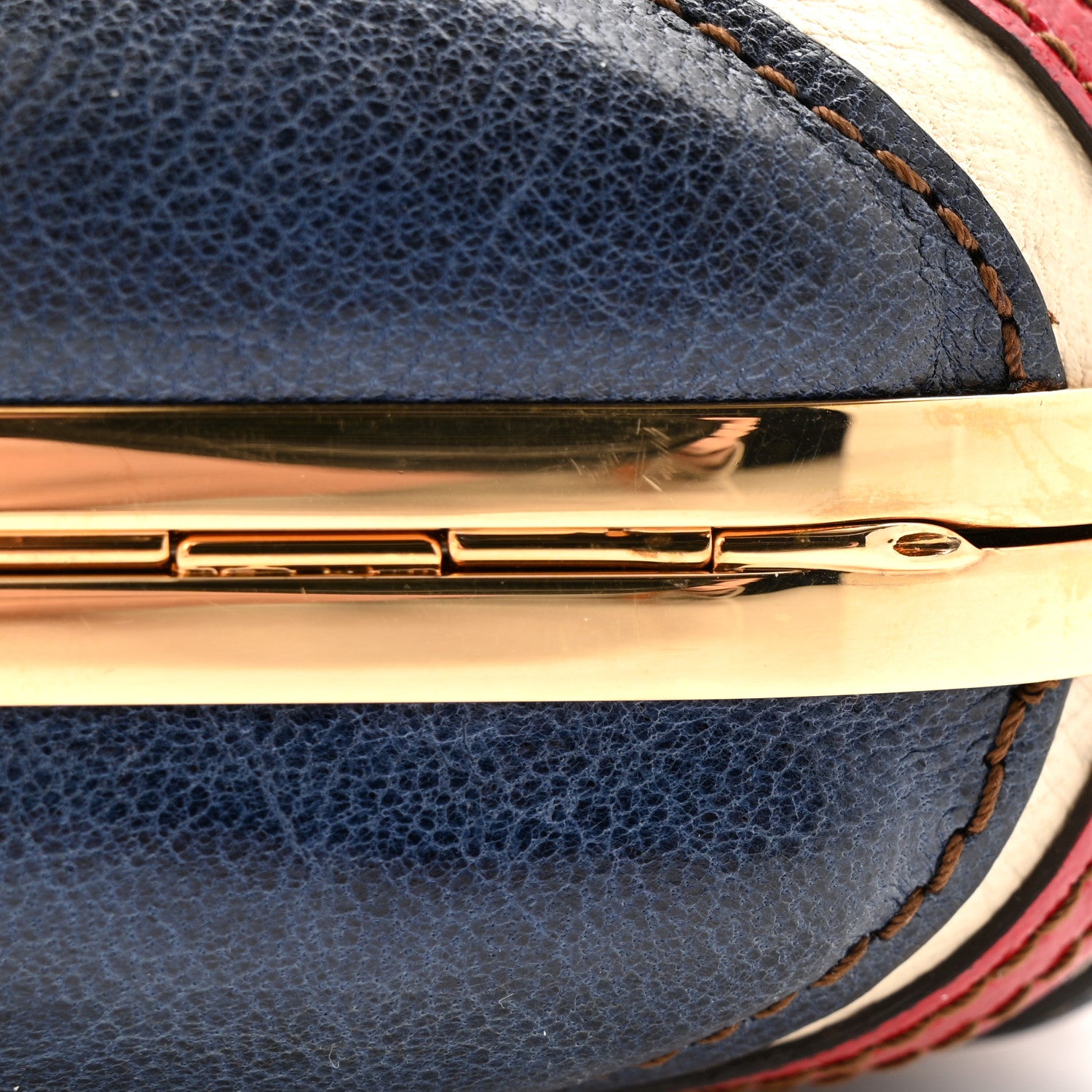 Alexander McQueen Patent Calfskin Britannia Skull Box Clutch Red Blue 8 of 11