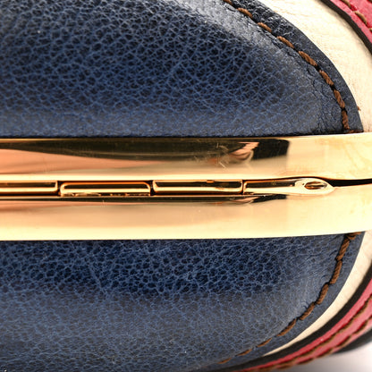 Alexander McQueen Patent Calfskin Britannia Skull Box Clutch Red Blue 8 of 11