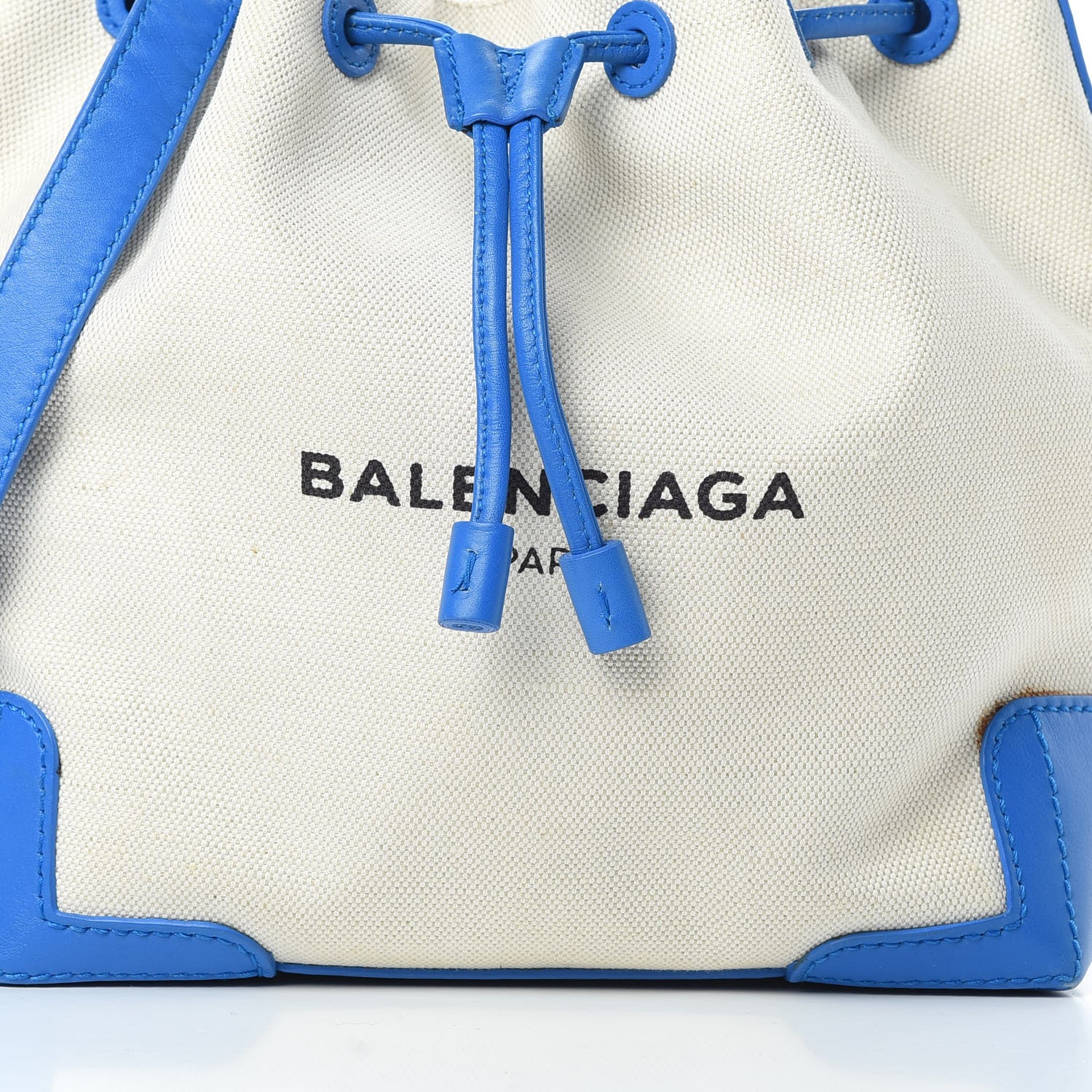 Balenciaga Cotton Canvas Calfskin Bucket Bag Bleu Pacifique 9 of 19