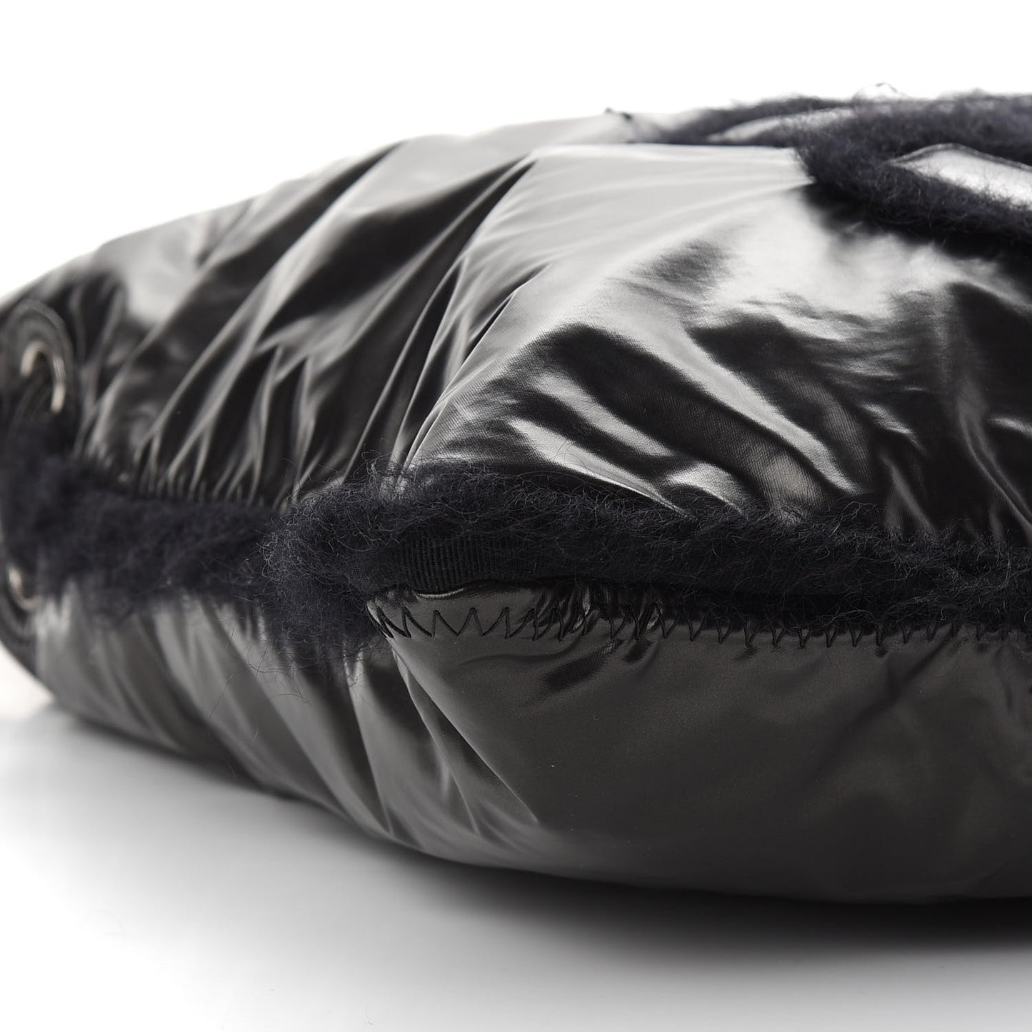 Vinyl Mohair Trimmed CC Bonbons Tote Black