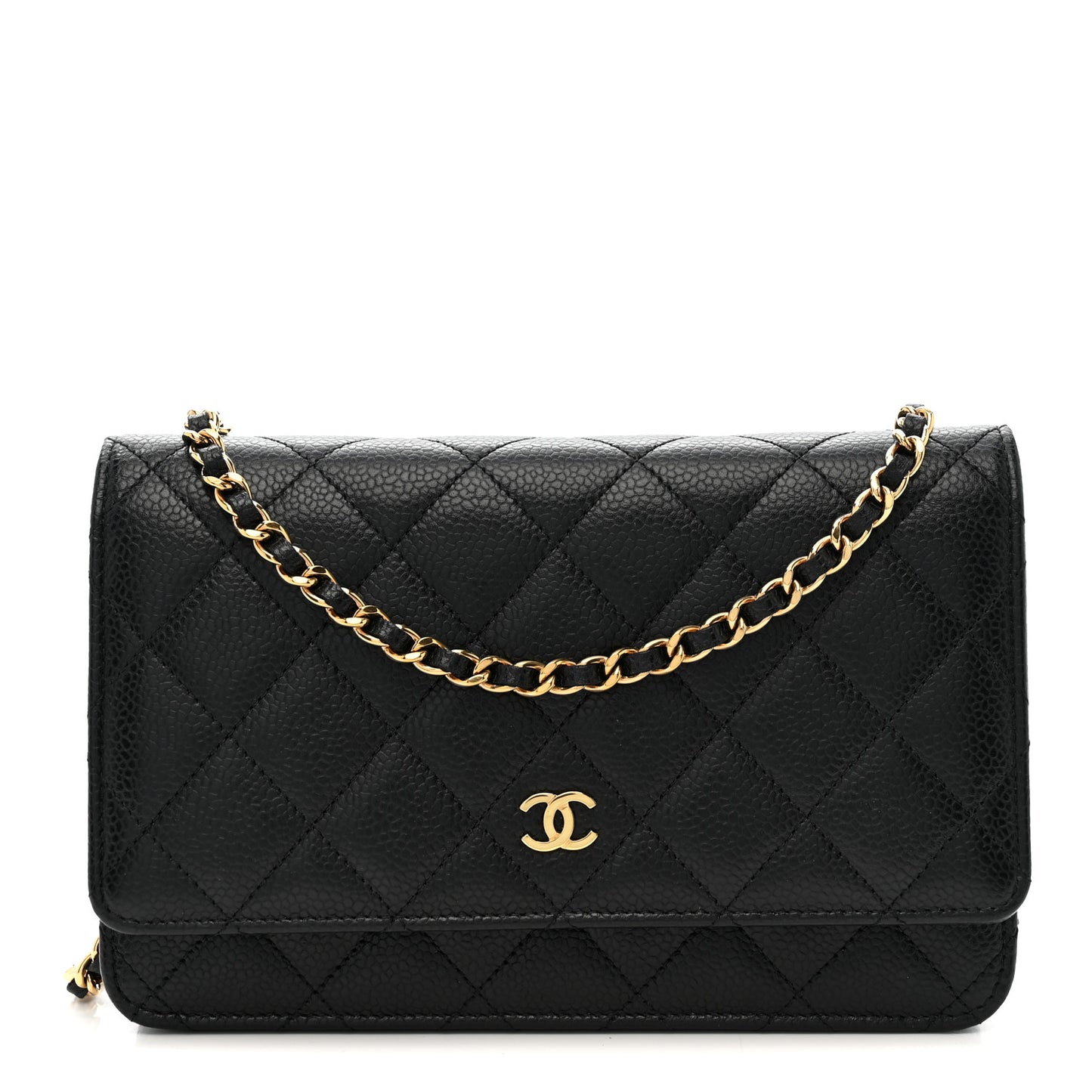 Caviar Quilted Wallet on Chain WOC Black
