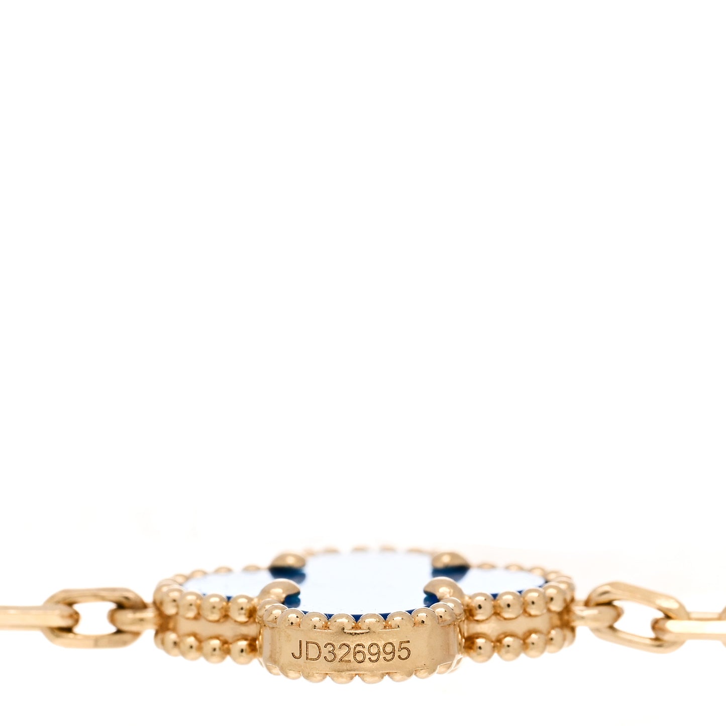 18K Yellow Gold Blue Agate 5 Motifs Vintage Alhambra Bracelet