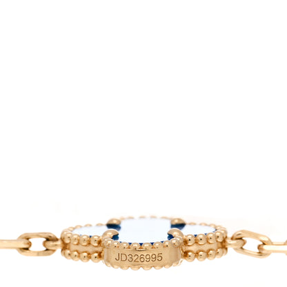 Van Cleef & Arpels 18K Yellow Gold Blue Agate 5 Motifs Vintage Alhambra Bracelet 4 of 5