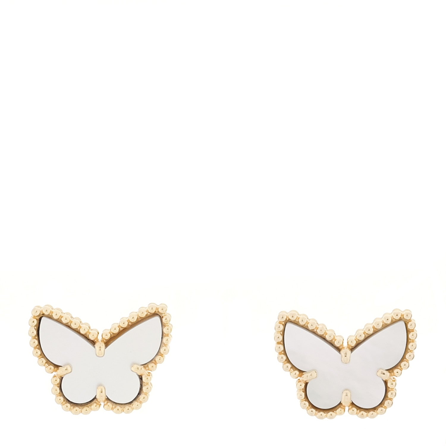 Van Cleef & Arpels 18K Yellow Gold Mother of Pearl Sweet Alhambra Butterfly Earrings 1 of 5