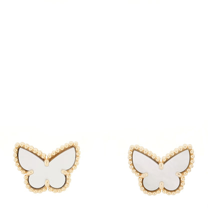 Van Cleef & Arpels 18K Yellow Gold Mother of Pearl Sweet Alhambra Butterfly Earrings 1 of 5