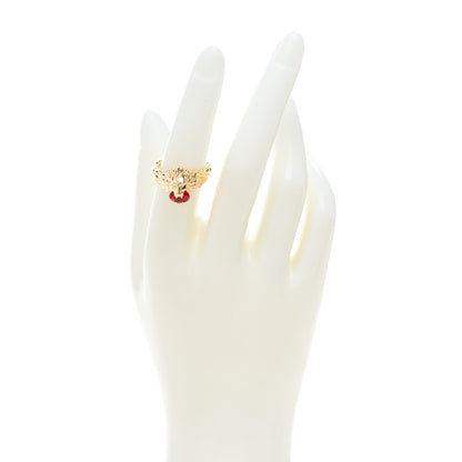 Gucci 18K Yellow Gold Diamond Fire Opal Lion Head Ring 53 6.25 2 of 5