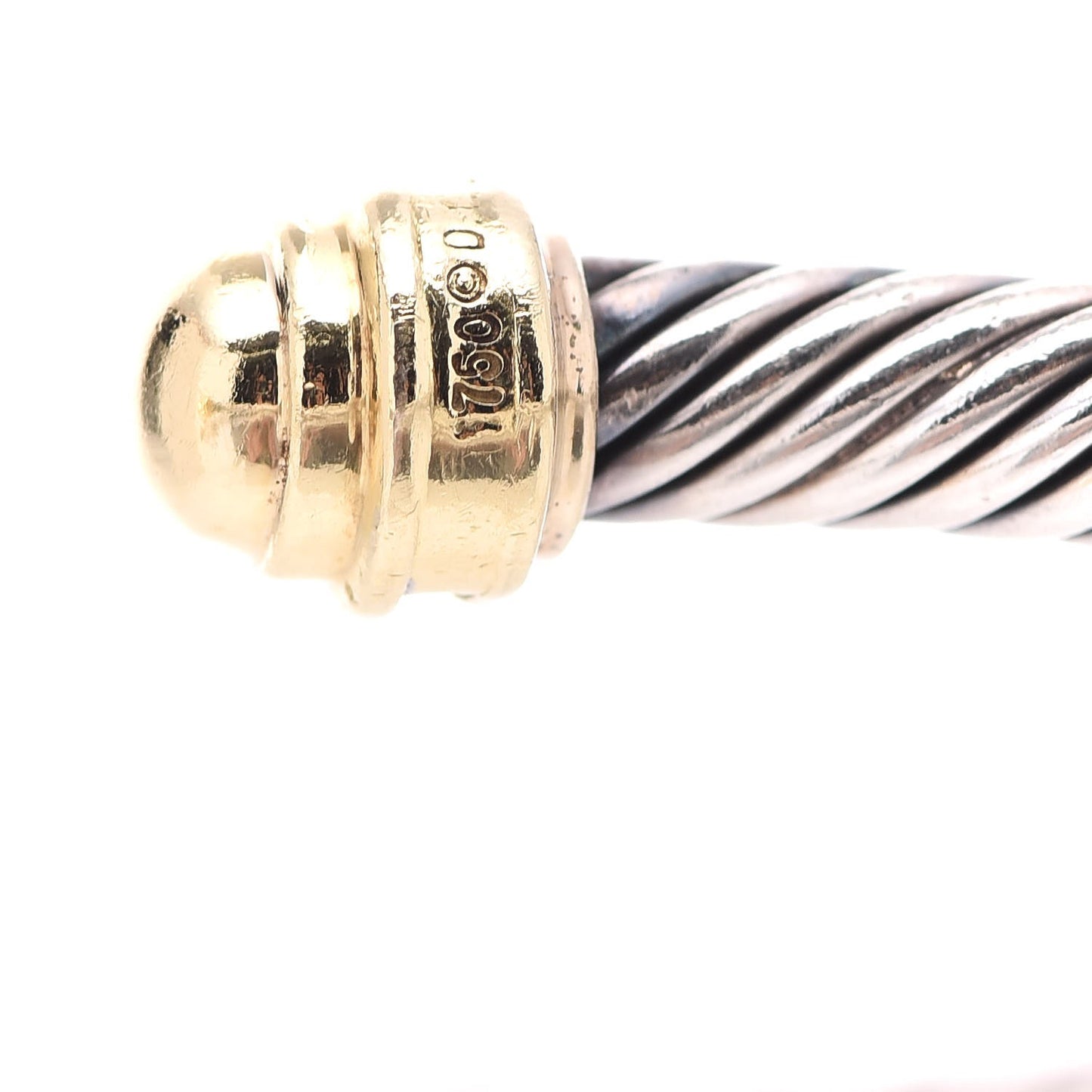 Sterling Silver 18K Yellow Gold Diamond 5mm Cable Classics Bracelet