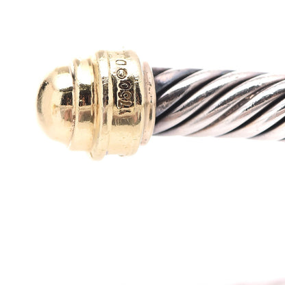 David Yurman Sterling Silver 18K Yellow Gold Diamond 5mm Cable Classics Bracelet 4 of 5