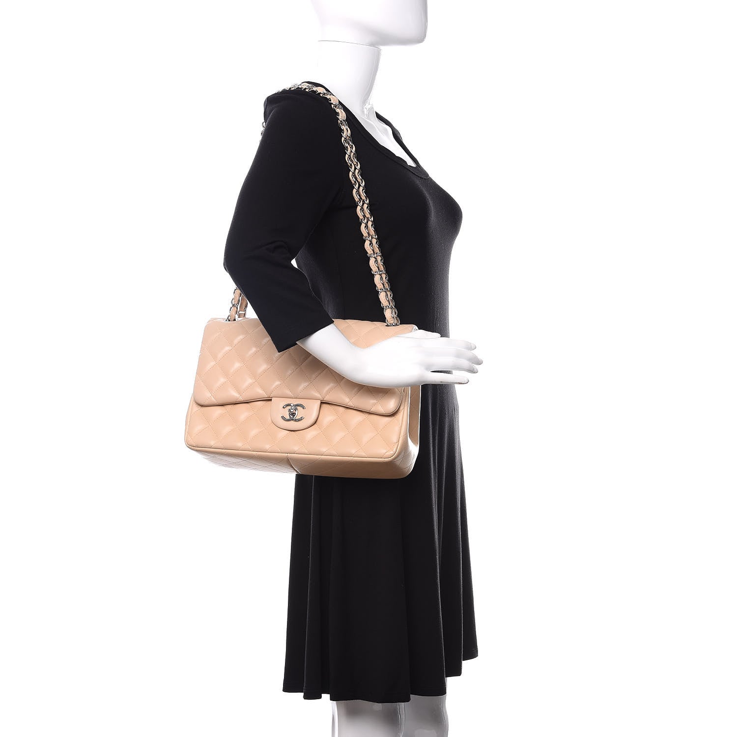 Chanel Lambskin Quilted Jumbo Double Flap Beige Clair 2 of 11