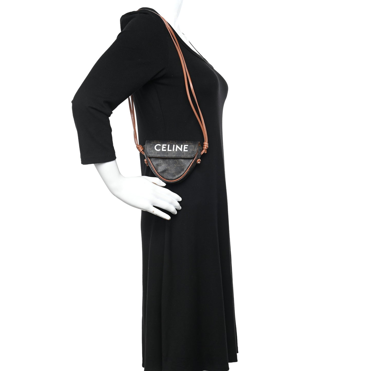 Triomphe Canvas Mini Triangle Crossbody Bag Tan