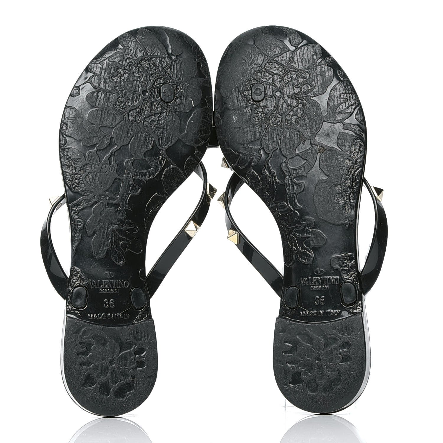 Valentino Garavani PVC Jelly Rockstud Bow Thong Sandals 36 Black 4 of 7