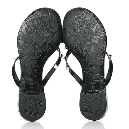 Valentino Garavani PVC Jelly Rockstud Bow Thong Sandals 36 Black 4 of 7
