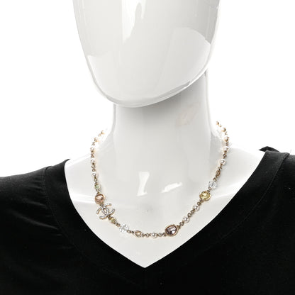 Chanel Pearl Beaded Crystal CC Necklace Gold Multicolor 2 of 4
