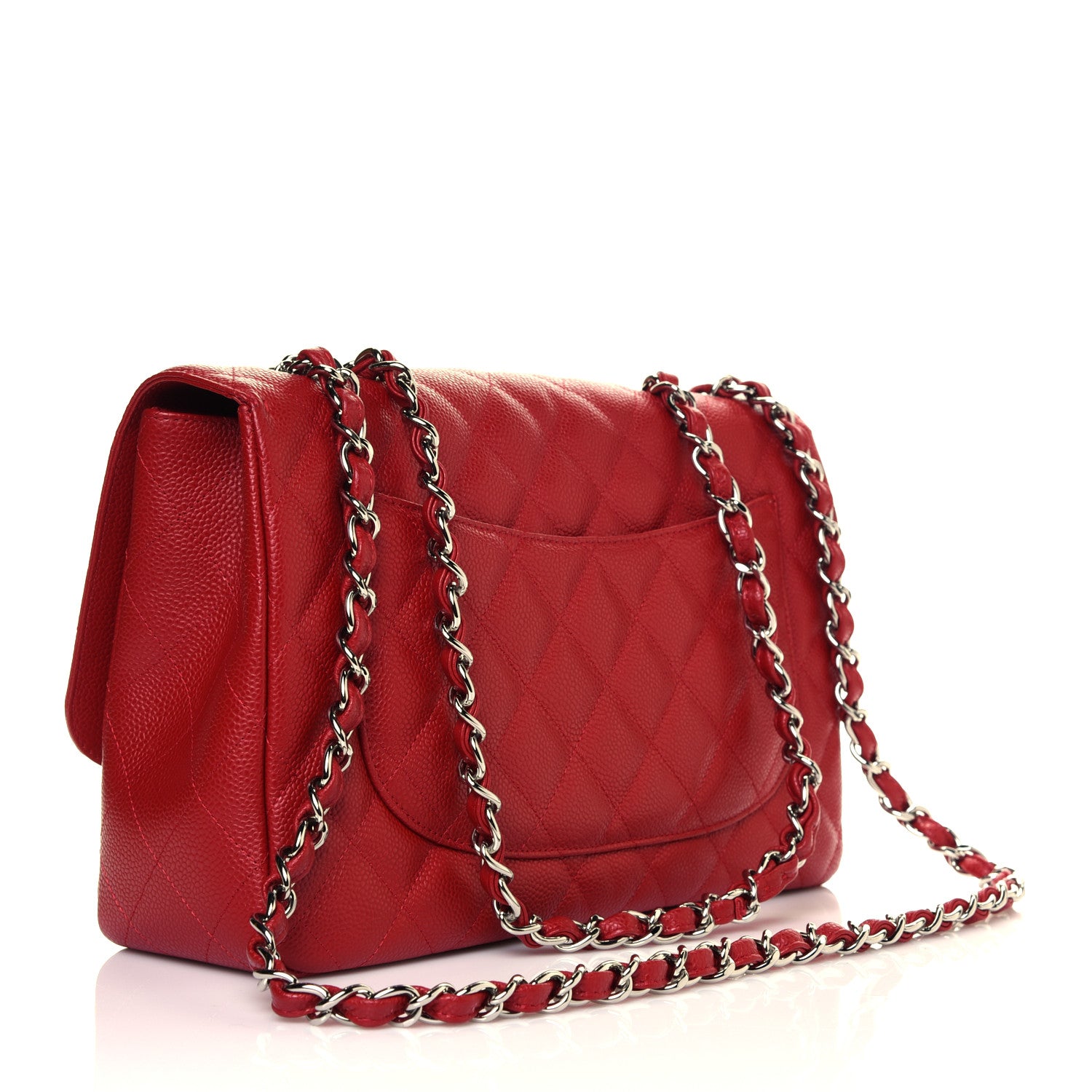 Chanel Caviar Quilted Jumbo Single Flap Red 3 of 13