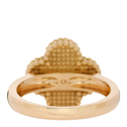 Van Cleef & Arpels 18K Yellow Gold Diamond Black Onyx Vintage Alhambra Ring 54 7 4 of 6