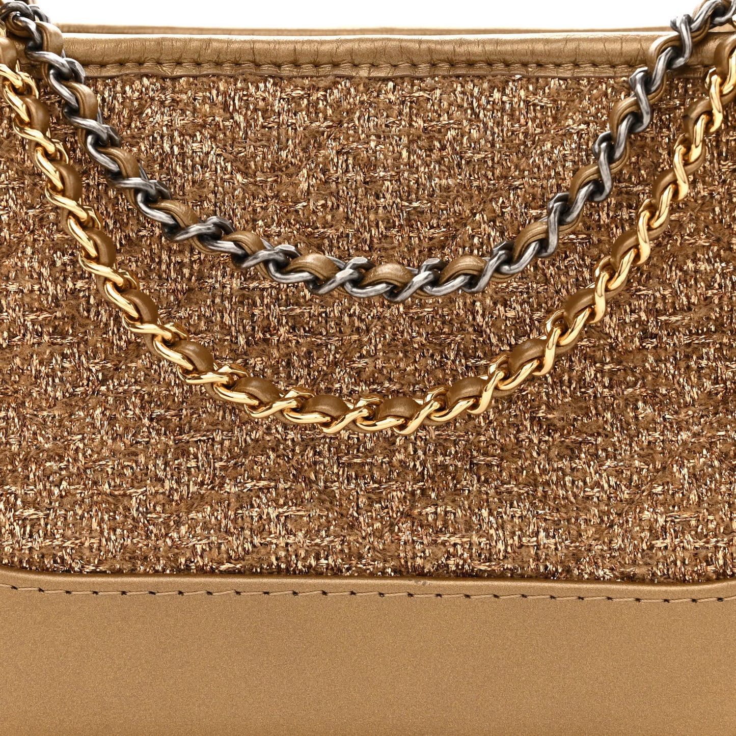 Tweed Calfskin Small Gabrielle Hobo Gold