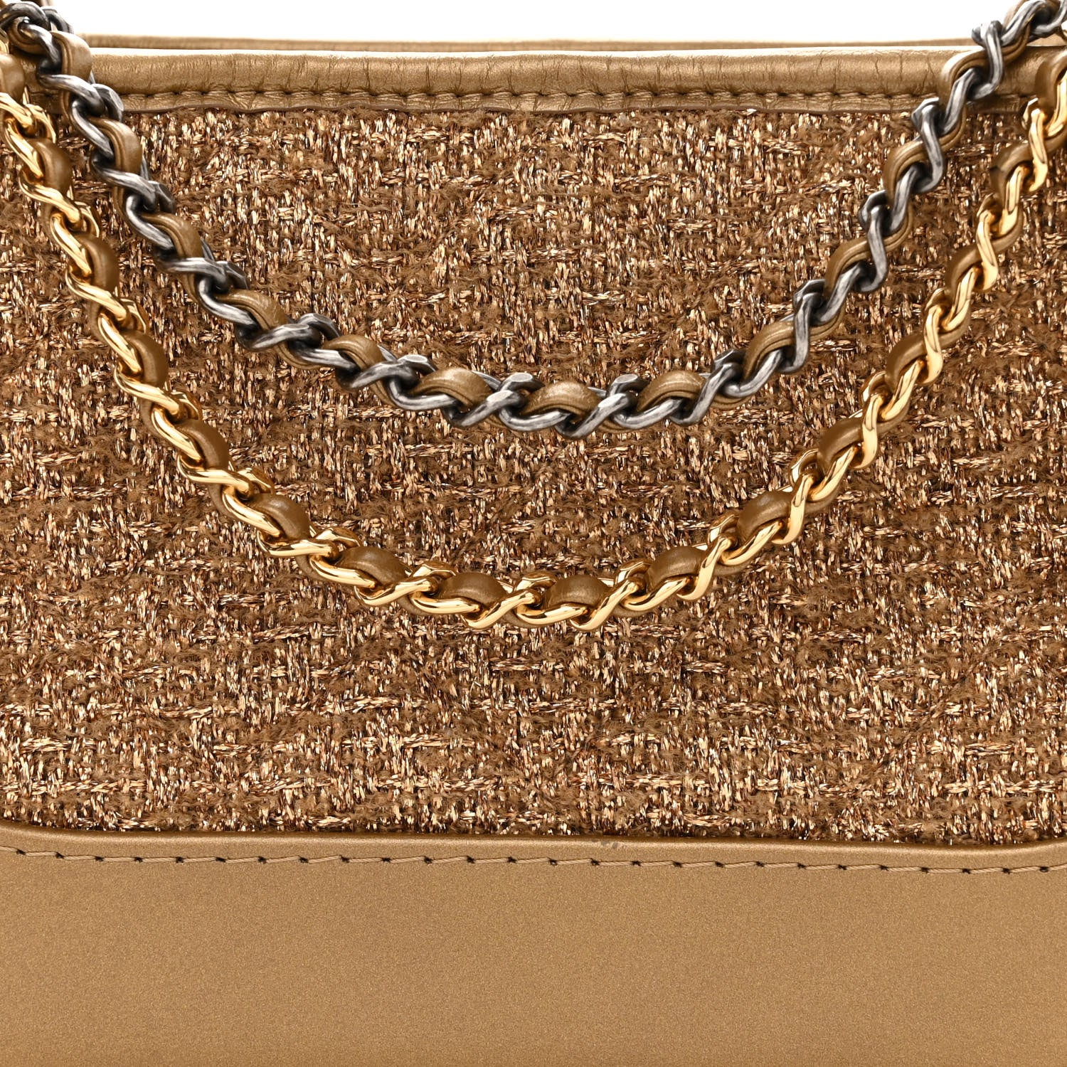 Chanel Tweed Calfskin Small Gabrielle Hobo Gold 8 of 10
