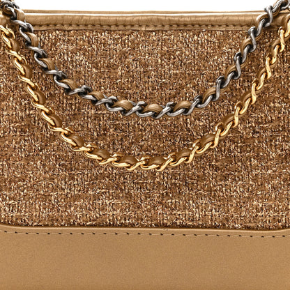 Chanel Tweed Calfskin Small Gabrielle Hobo Gold 8 of 10