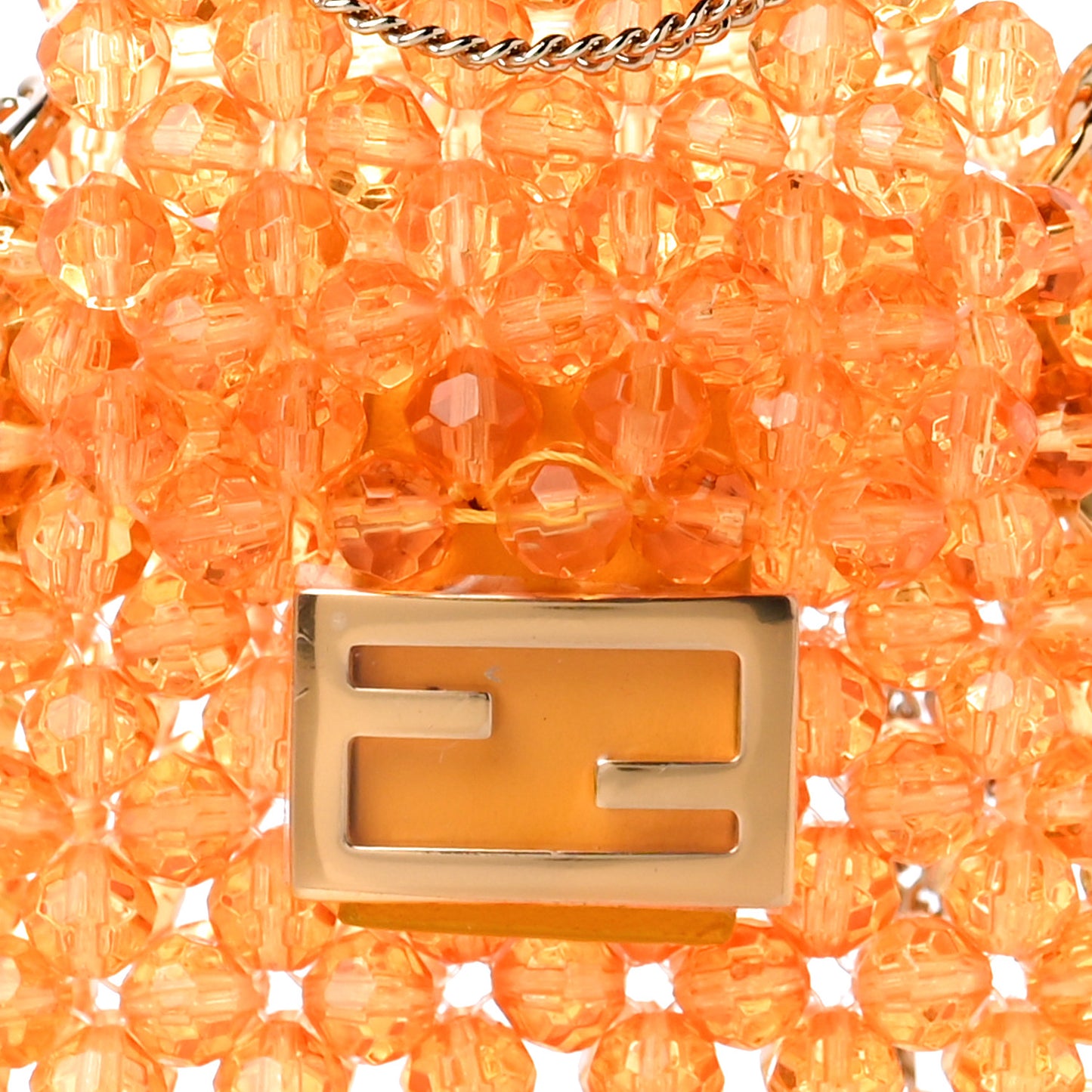 Glass Vitello King Beaded Mini Pico Baguette Charm Orange