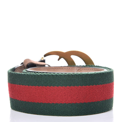 Gucci Nylon Calfskin Double G Web 40mm Belt 75 30 Green Red Black 3 of 6