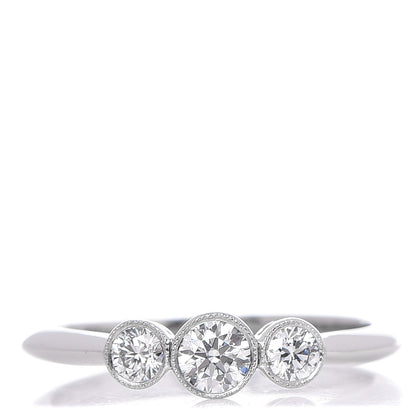 Tiffany Platinum Diamond Three Stone Milgrain Ring 51.9 6 5 of 8