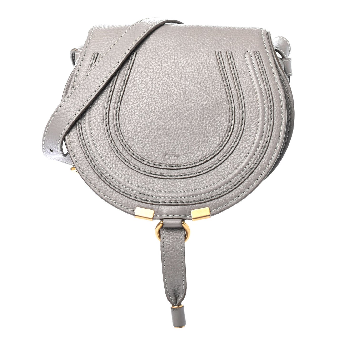 Calfskin Mini Marcie Round Crossbody Bag Cashmere Grey