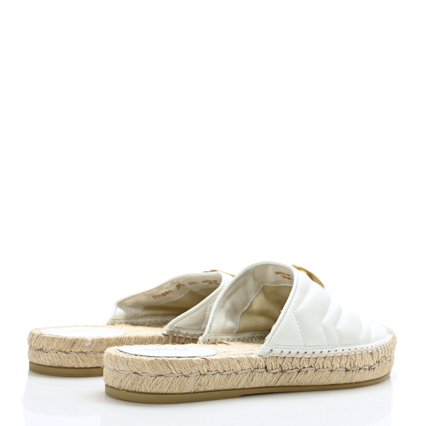 Nappa Matelasse GG Marmont Espadrille Slippers 38.5 Great White