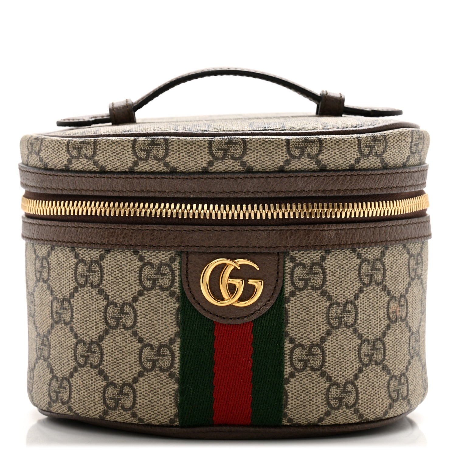 Gucci GG Supreme Monogram Textured Calfskin Web Ophidia Vanity Cosmetic Case Beige Ebony New Acero 1 of 8