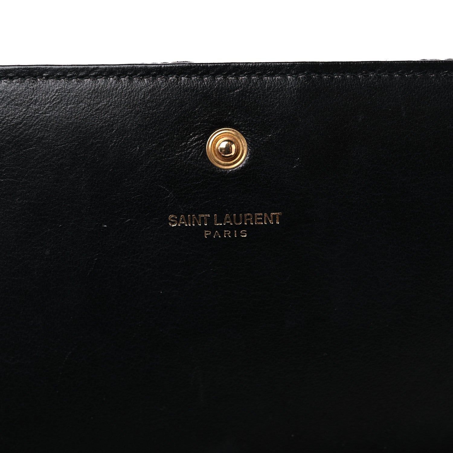 Saint Laurent Canvas Star Print Monogram Chain Wallet Gold Black 6 of 12