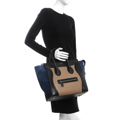 Celine Smooth Calfskin Suede Tri-color Mini Luggage Beige 2 of 14