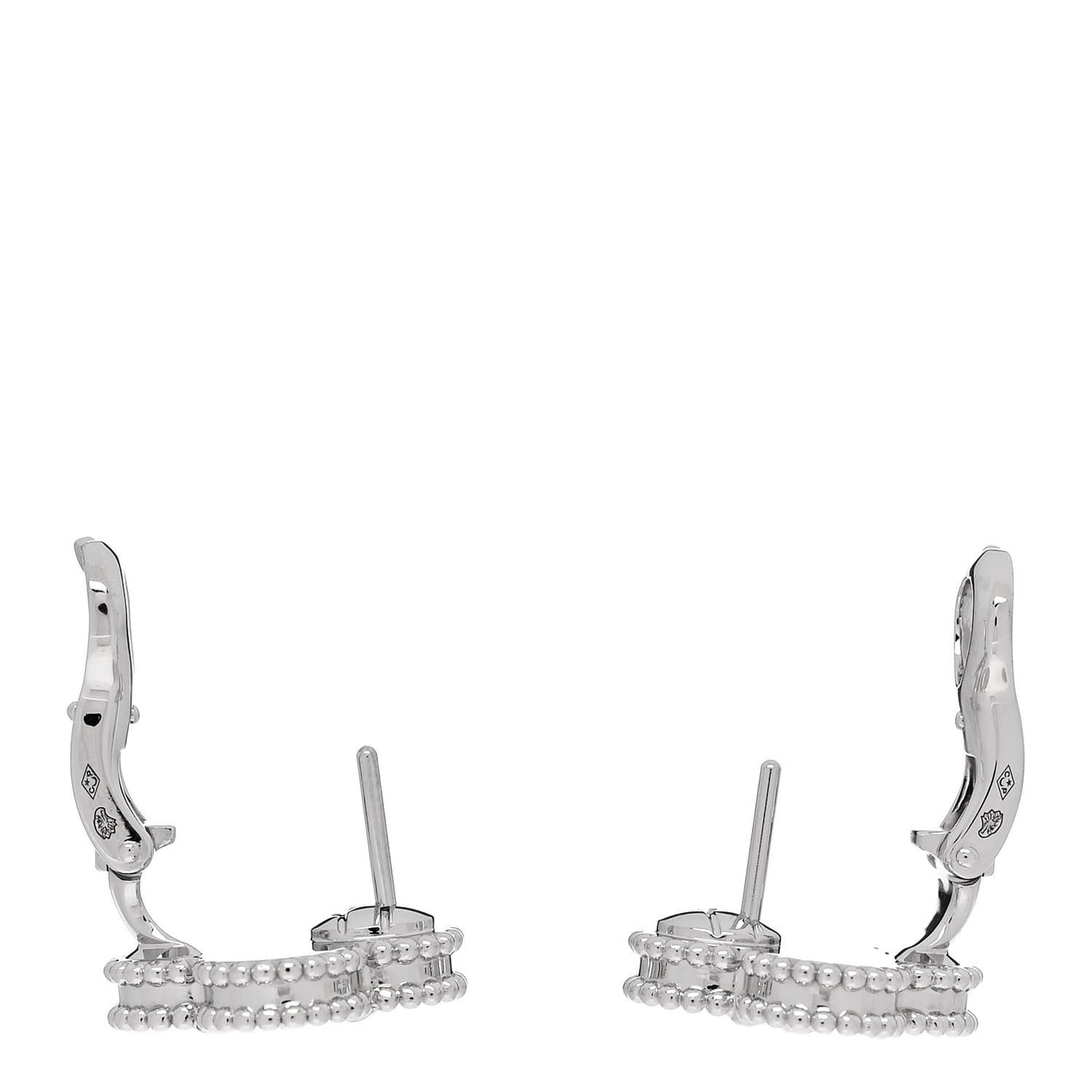 18K White Gold Guilloche Vintage Alhambra Earrings