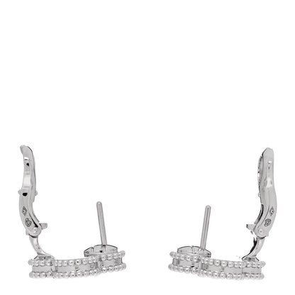 Van Cleef & Arpels 18K White Gold Guilloche Vintage Alhambra Earrings 3 of 5