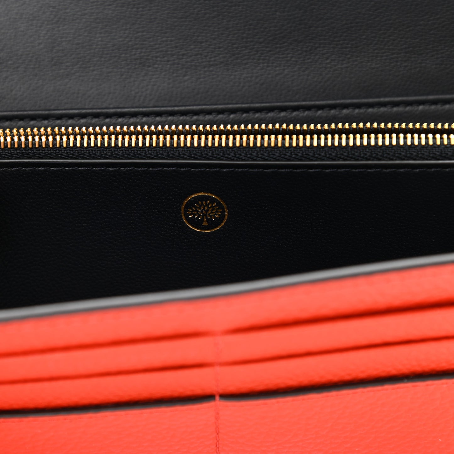 Small Classic Grain Continental Wallet Coral Orange