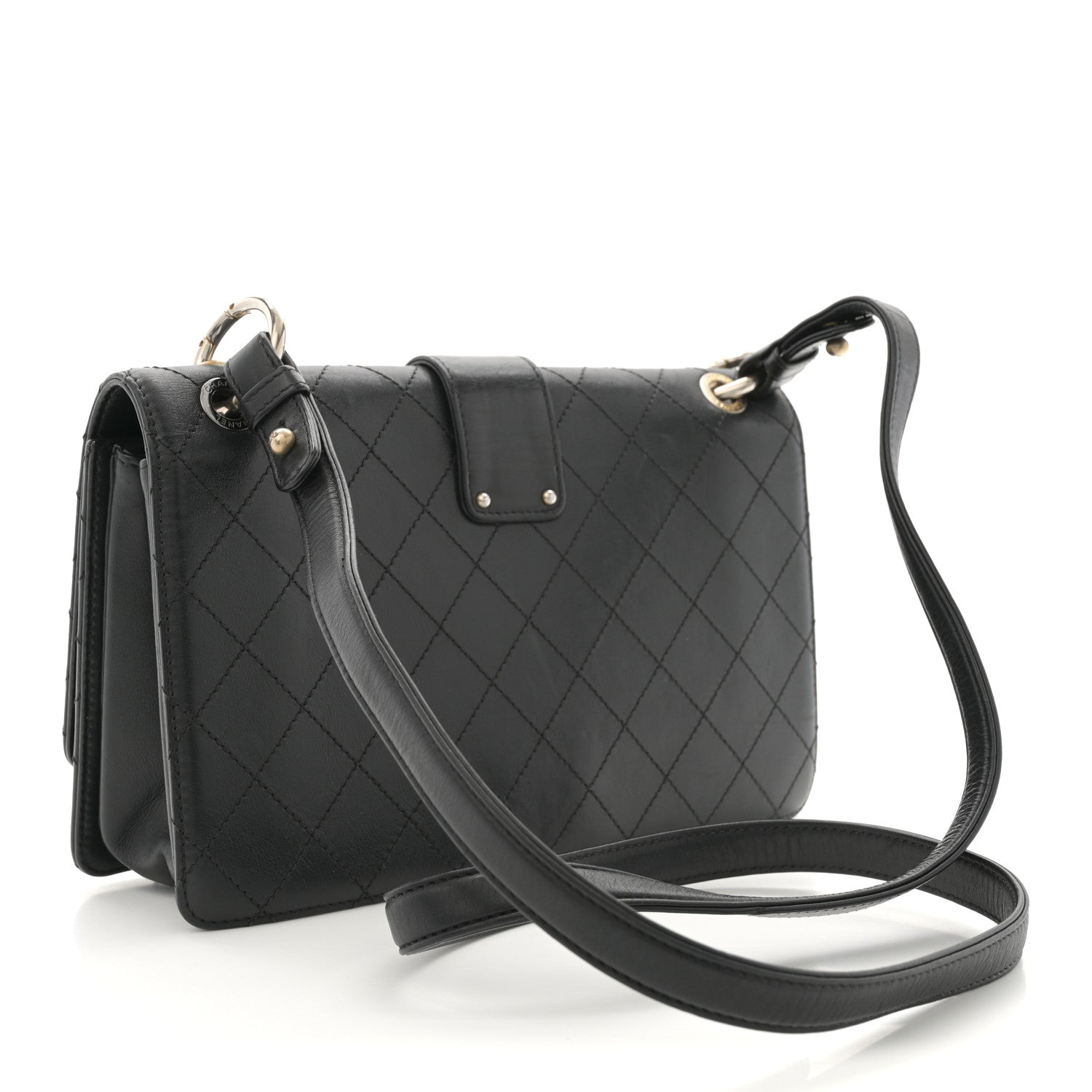 Chanel Calfskin Stitched Multi Chain Flap Bag Black 3 of 12
