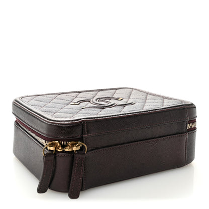 Chanel Iridescent Caviar Quilted Medium CC Filigree Vanity Case Burgundy 4 of 10
