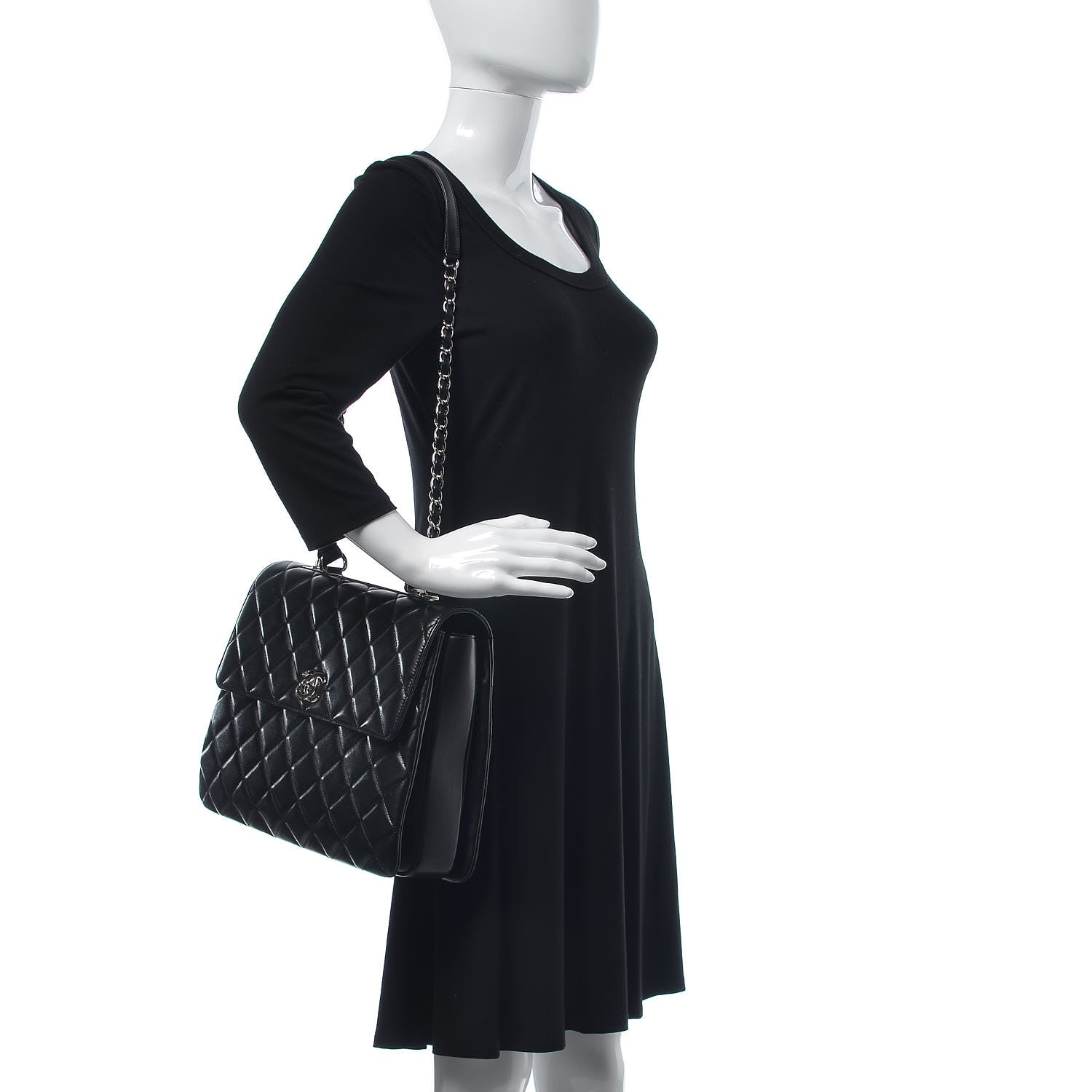 Chanel Lambskin Quilted Large Trendy CC Dual Handle Flap Bag Black 2 of 13