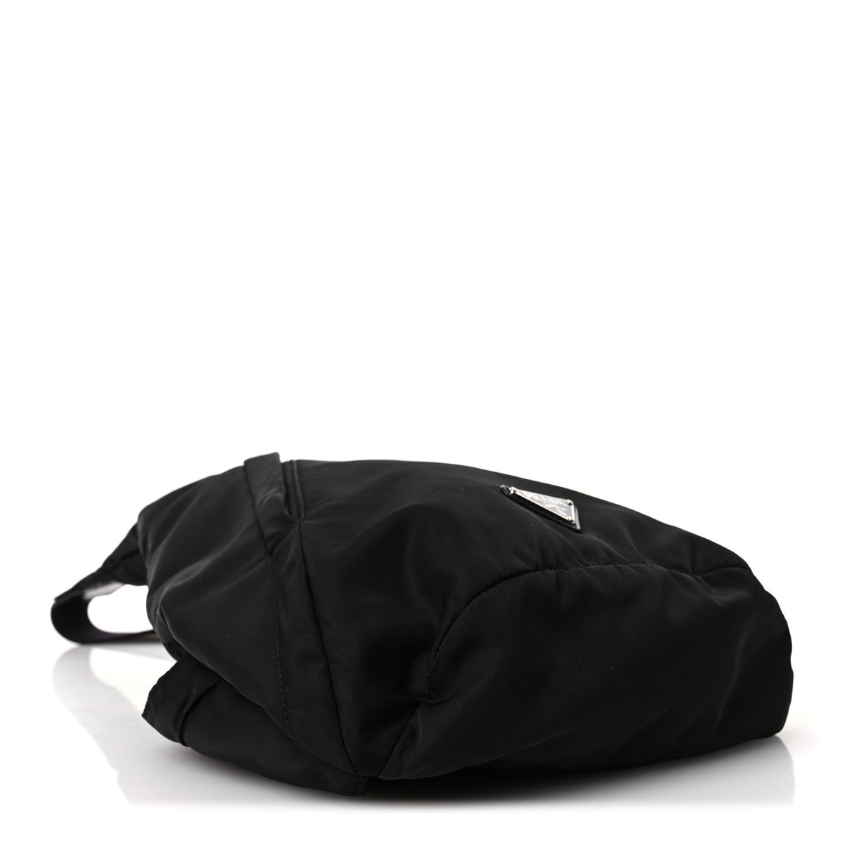 Re-Nylon Vitello Metal Triangle Logo Sling Backpack Black