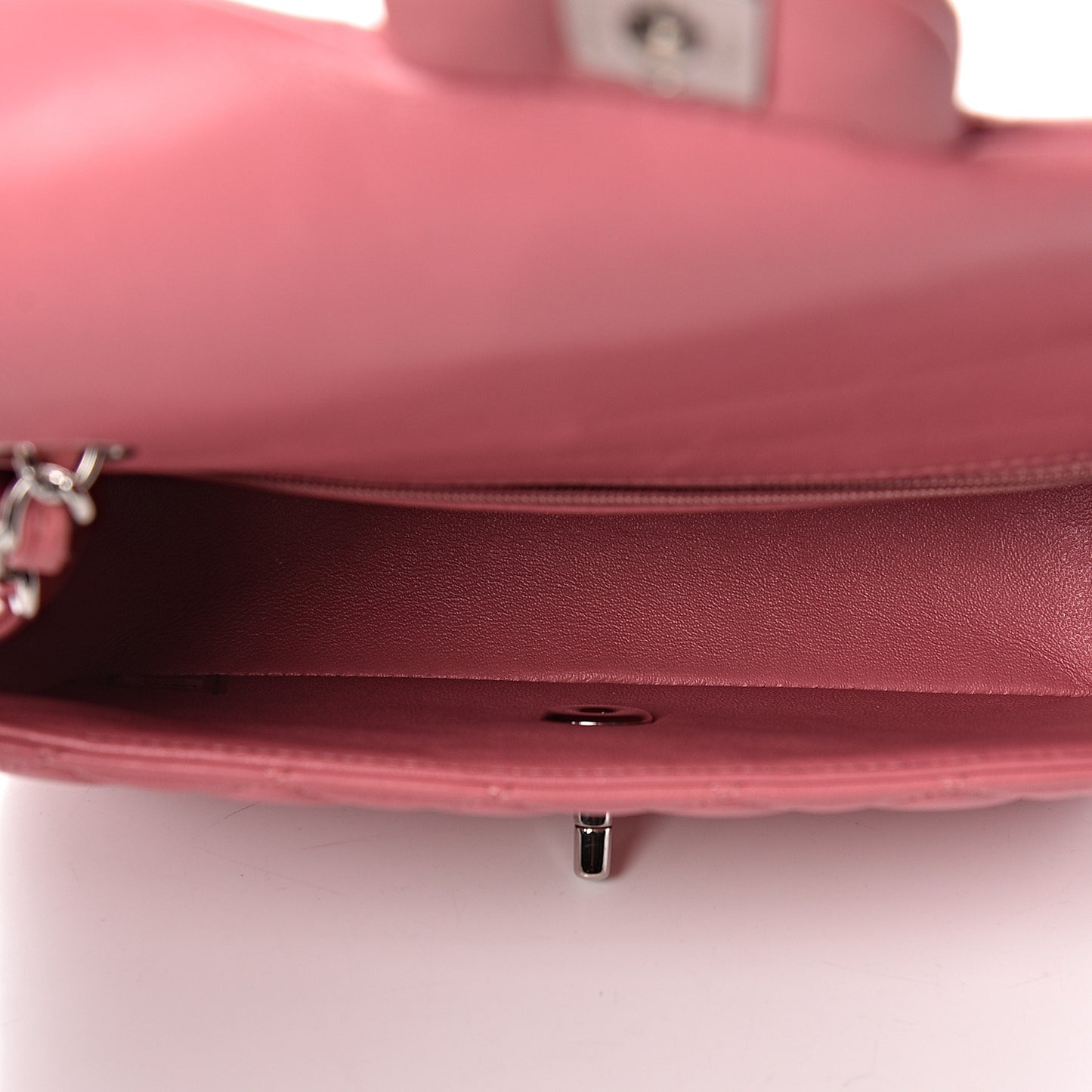 Lambskin Quilted Mini Rectangular Flap Pink