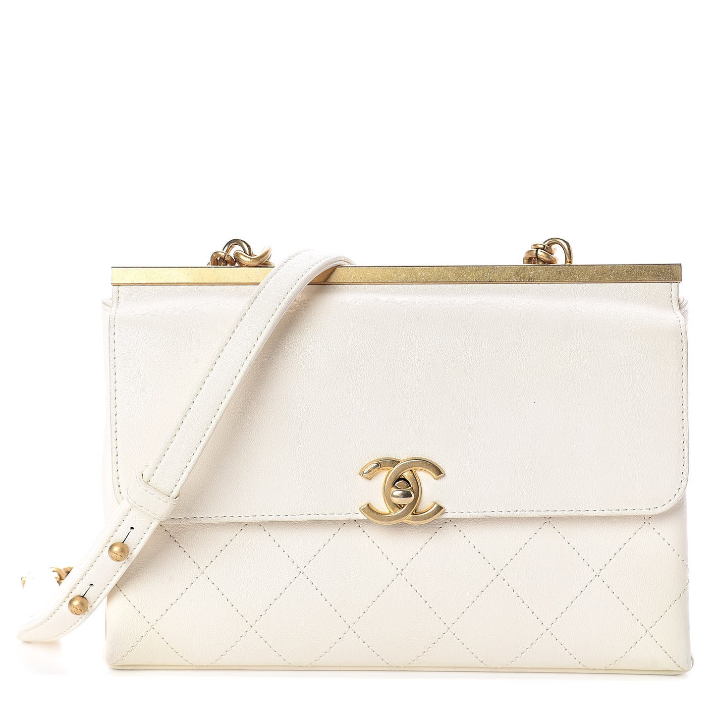 Lambskin Quilted Small Coco Lux Flap White