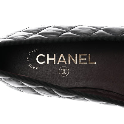 Chanel Aged Calfskin Quilted CC Cap Toe Ballerina Flats 38.5 Black 8 of 9