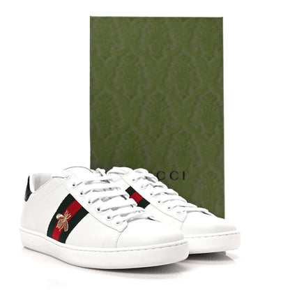 Gucci Calfskin Ayers Bee Embroidered Womens Ace Sneakers 38.5 White Green 8 of 8