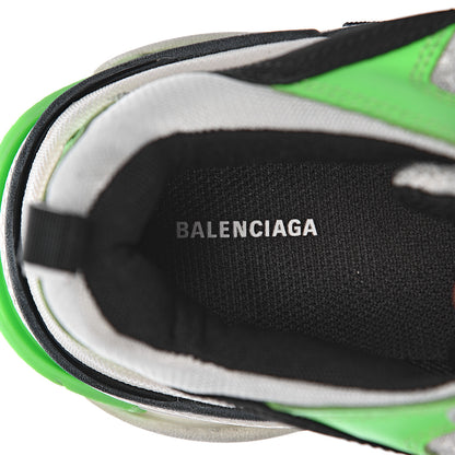 Balenciaga Fabric Mesh Womens Triple S Sneakers 39 White Green Fluo Black 5 of 8