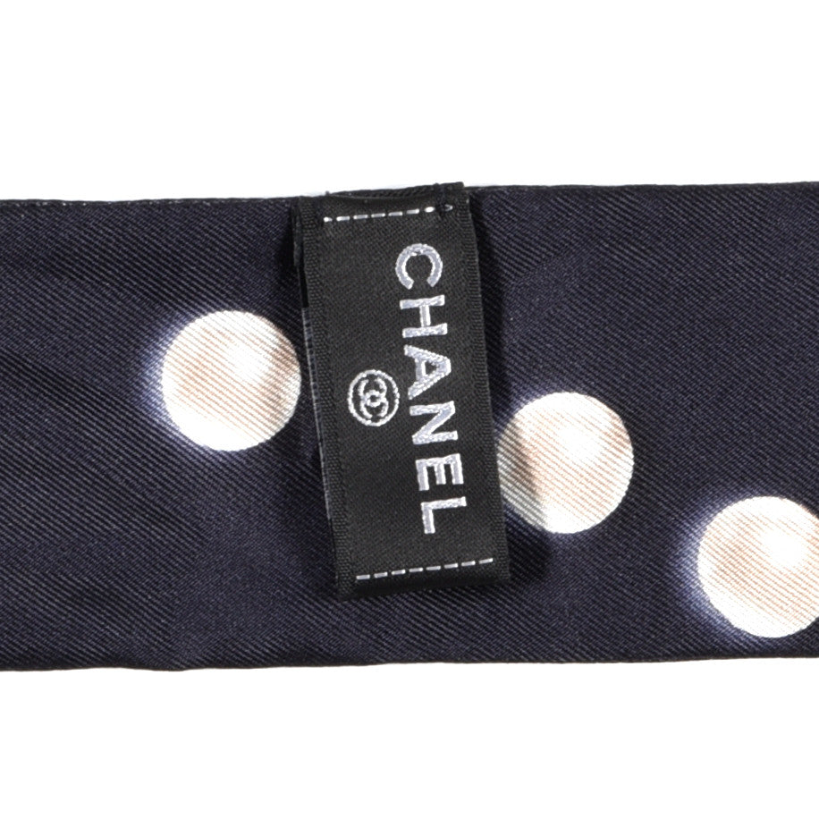 Silk Pearl CC Slim Bandeau Scarf Navy